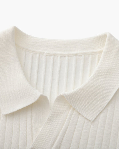 Christian | Herren Kurzarm Fein Rippenstrick Polo-Shirt