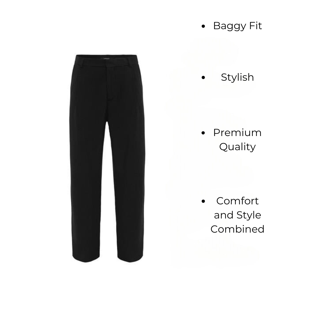 Rainer | Herren Schwarze Plissee-Hosen