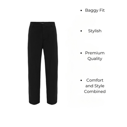 Rainer | Herren Schwarze Plissee-Hosen