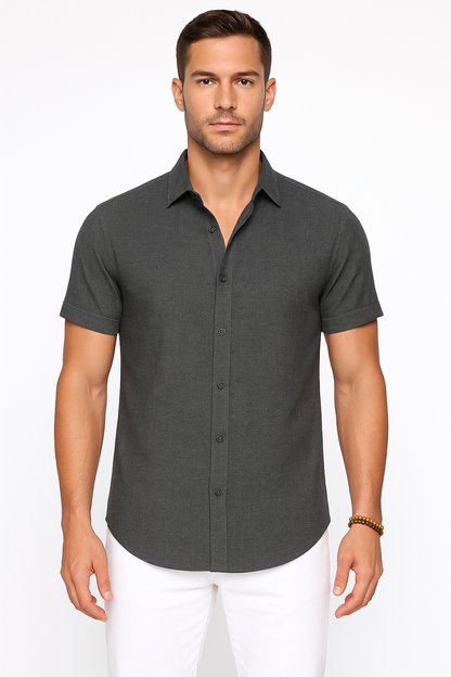 Kurzarm Sommerhemd mit modernem Kragen und klassischem Schnitt für stilvolle Outfits