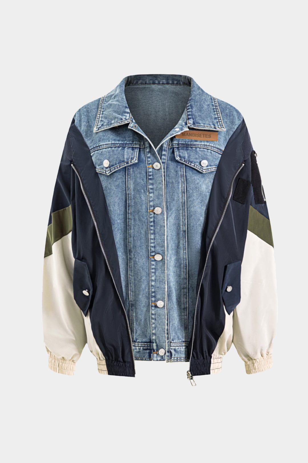 Jade | Patchwork-Jacke mit Denim- und Nylon-Elementen – Lässig und individuell