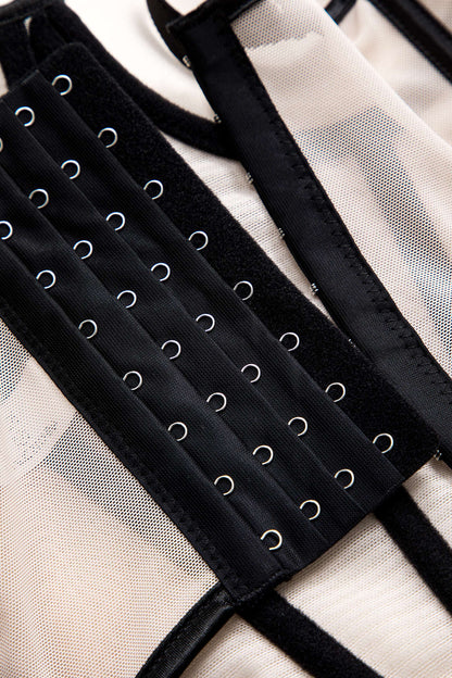 Cecilia | Elegantes Mesh-Korsett-Top mit Kontrastpaspeln