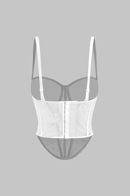 Cecilia | Elegantes Mesh-Korsett-Top mit Kontrastpaspeln