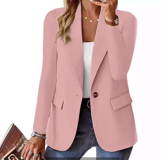 Eleganter Damenblazer mit Ein-Knopf-Verschluss und Klassischem Revers – Stilvolle Jacke für Büro & Alltag