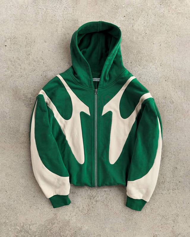 Stylischer Kapuzenpullover mit Reißverschluss und modernem Kontrastdesign