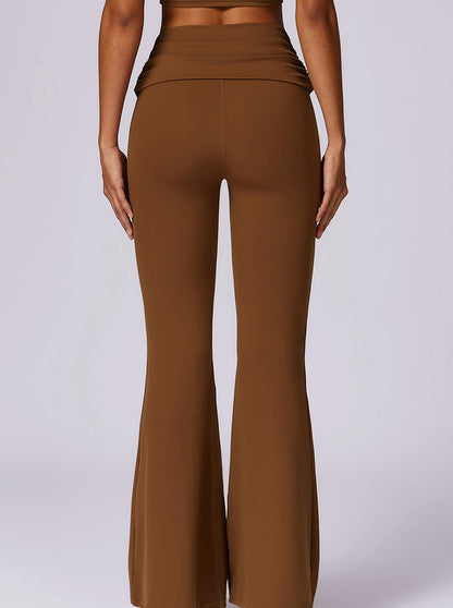 Hochtaillierte Schlaghose in Mokka-Braun