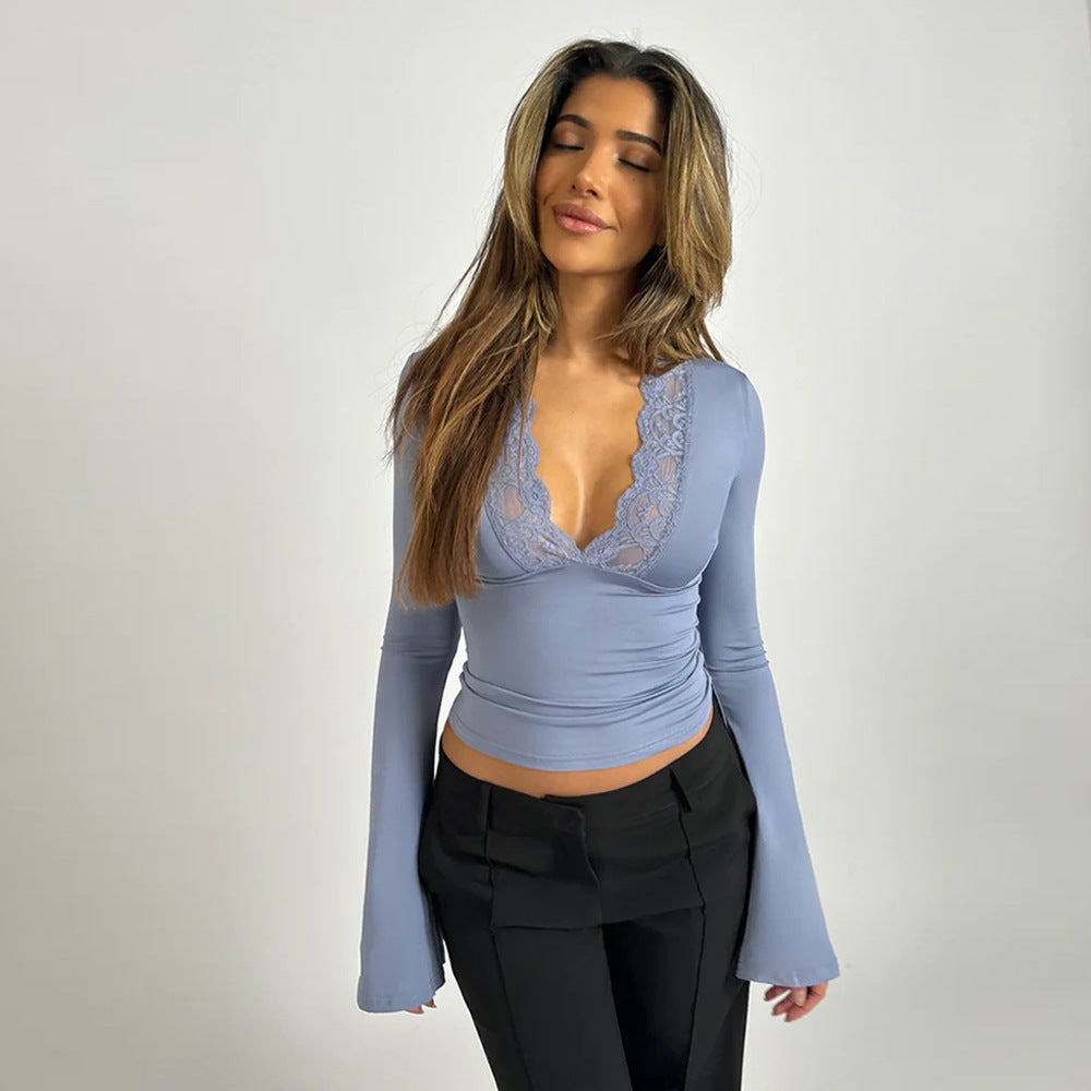 Roxana | Langärmliges Oberteil mit Spitze – Feminine Eleganz für Jeden Anlass