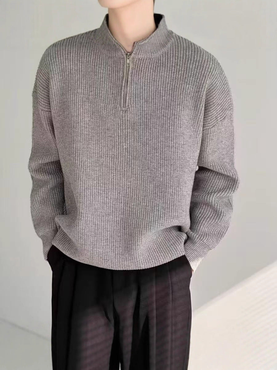 Strickpullover mit Reißverschlusskragen – Stilvoll & Bequem