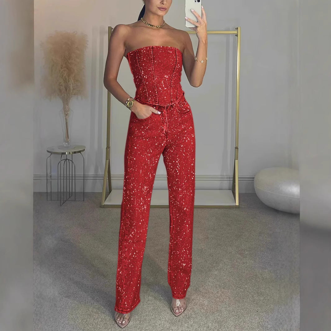 Strapsloser Denim Jumpsuit – Eleganter Einteiler mit figurbetontem Schnitt
