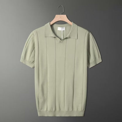 Retro-Strick-Poloshirt in Mintgrün