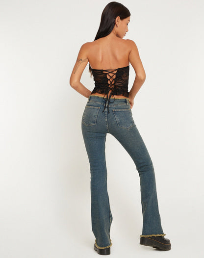 Britta | Gehäkeltes schwarzes Spitzentop mit Büstenschutz für Damen