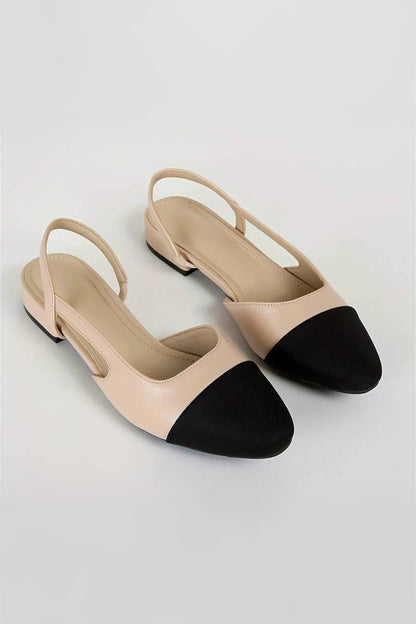 Elegante Slingback-Ballerinas in Beige & Schwarz – Klassischer Chic