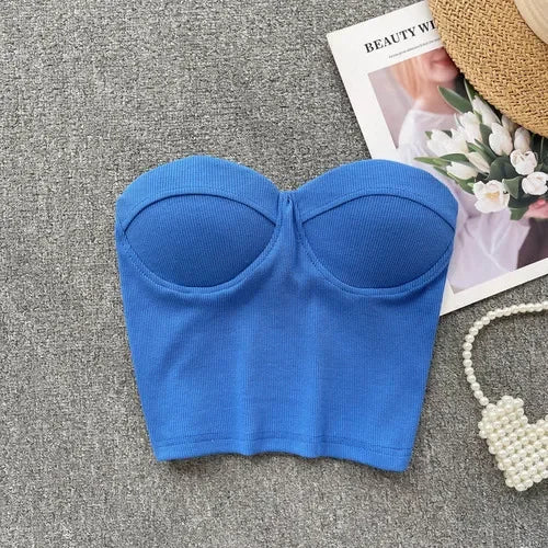 Bustier-Top mit Rippstruktur und geformten Cups für Damen