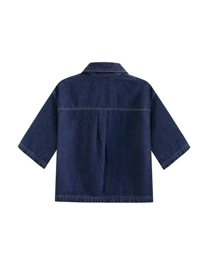 Damen-Denim-Set – Kurzarm-Jeansjacke & Asymmetrischer Minirock