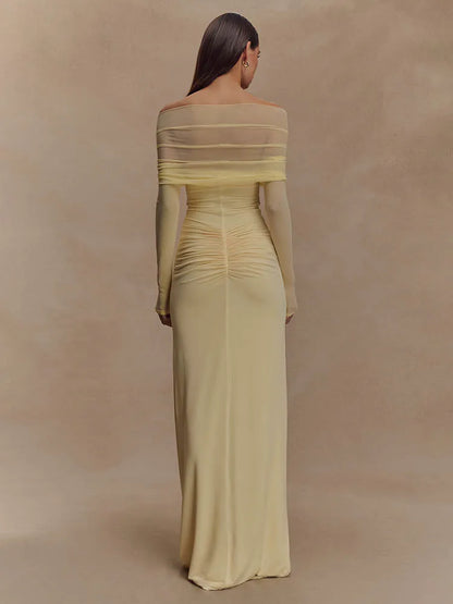 Schulterfreies Maxikleid mit Cut-Out und langen Ärmeln für Damen