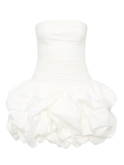 Schulterfreies Mini Kleid mit Ballonrock und floralem Muster für Damen