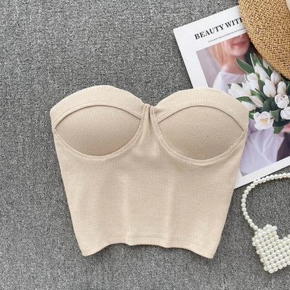 Bustier-Top mit Rippstruktur und geformten Cups für Damen