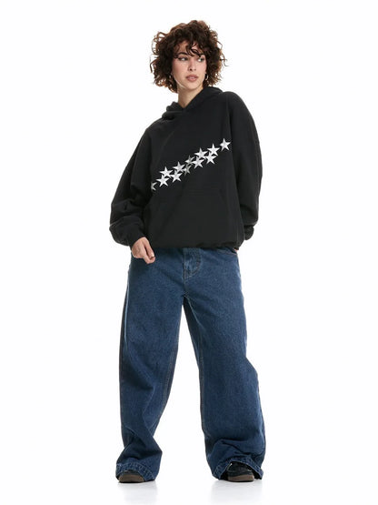 Oversized Damen Hoodie mit Sternen-Print - Streetwear