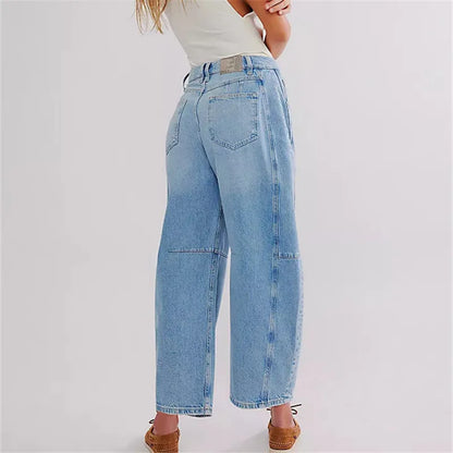 Damen-Baggy-Jeans mit elastischem Beinabschluss
