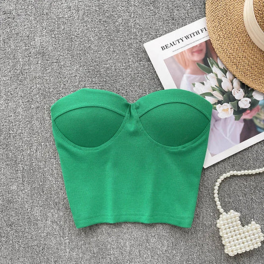 Bustier-Top mit Rippstruktur und geformten Cups für Damen