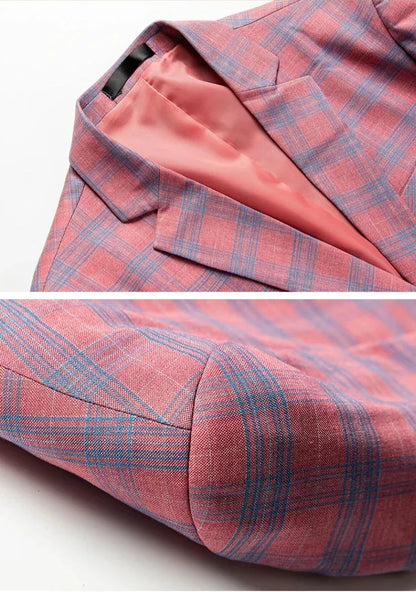 Guillano | Eleganter Karo-Blazer in Rosa