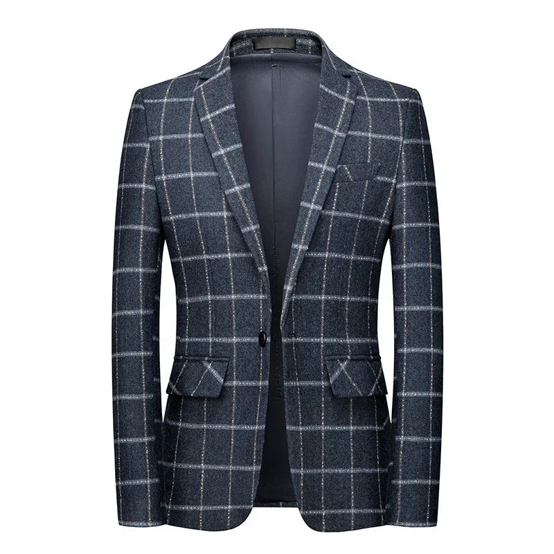 Milano | Eleganter Karo-Blazer in Dunkelblau