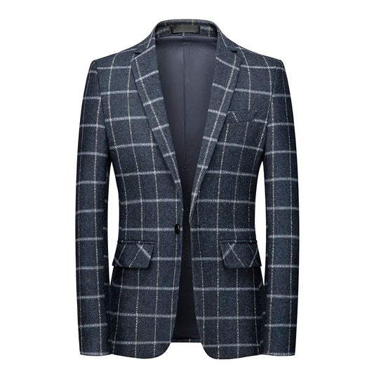 Milano | Eleganter Karo-Blazer in Dunkelblau