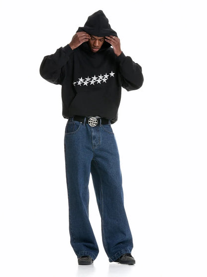 Oversized Damen Hoodie mit Sternen-Print - Streetwear