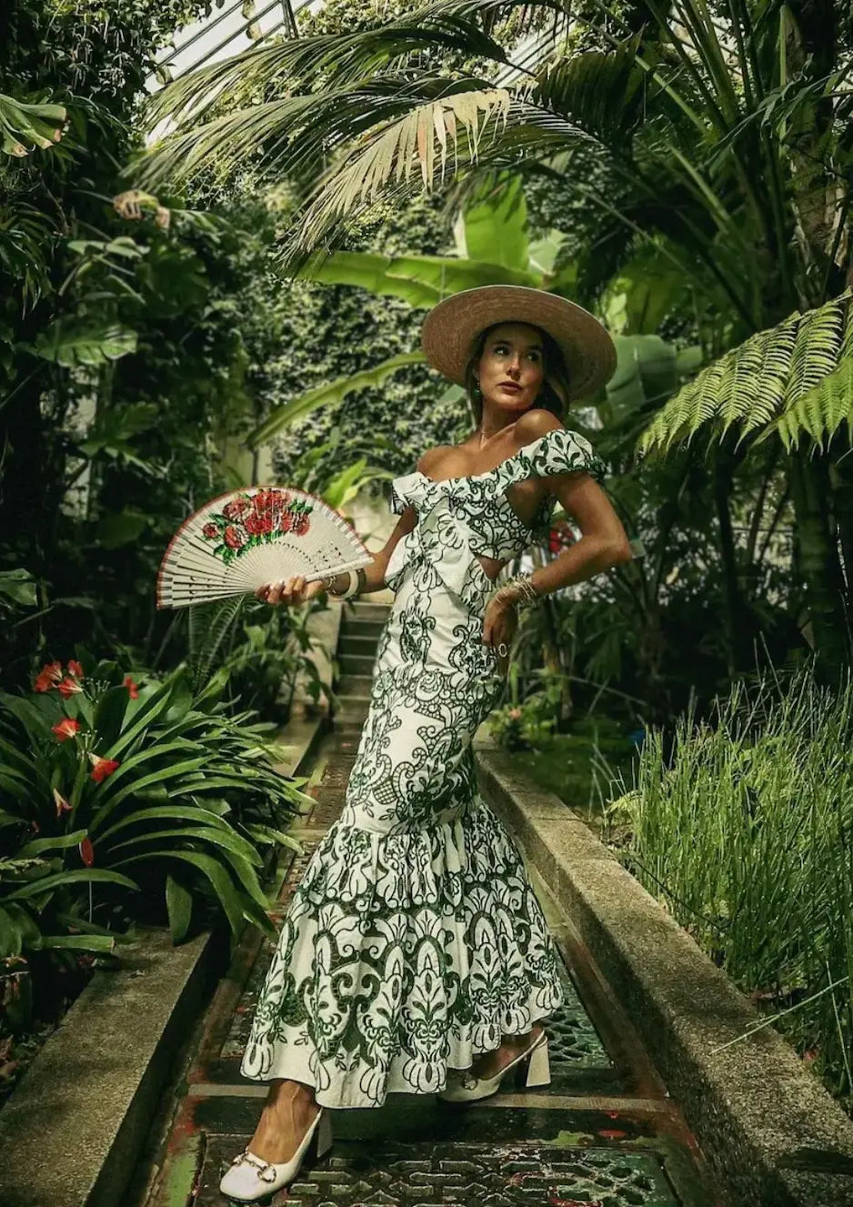 Diva | Gemustertes Maxi Kleid Sommer mit Volants & Rückenausschnitt