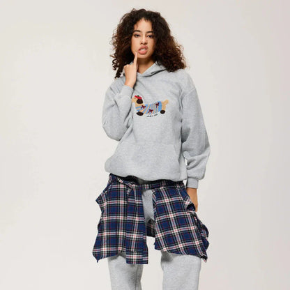 Unisex Oversize Hoodie mit Dackel-Stickerei und Kängurutasche