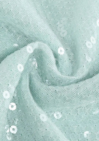 Maya | Spitze Front Langen Ärmeln Mintgrünes Glitzer Kleid Damen