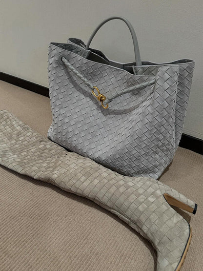 Frauke | Geflochtene Damen-Tasche aus Wildleder