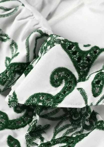 Diva | Gemustertes Maxi Kleid Sommer mit Volants & Rückenausschnitt