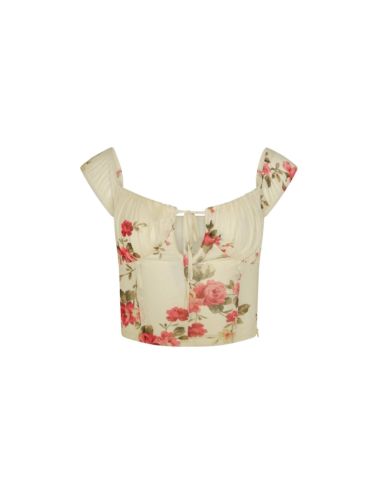 Hilde | Ärmel Crop Blumentop mit Wickelminirock für Sommer Chic