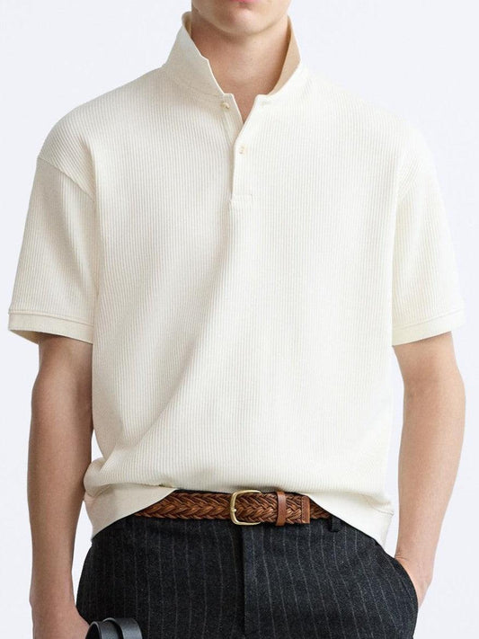 Kurzärmeliges Poloshirt in Cremeweiß – Minimalistisch und Bequem