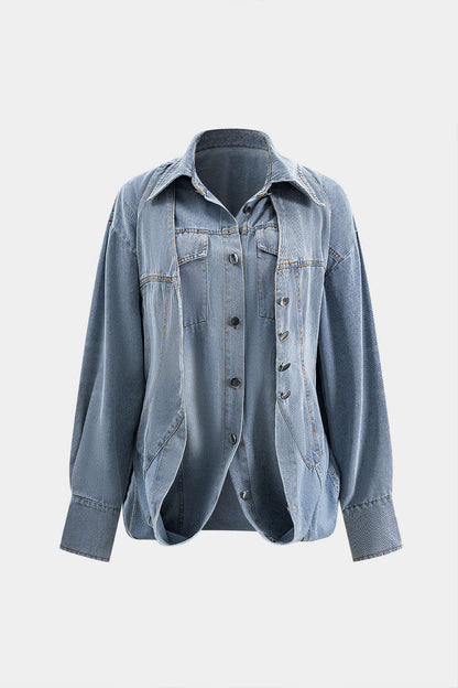 Ava | Oversized Denim-Hemd mit Knopfleiste – Lässiger Allrounder