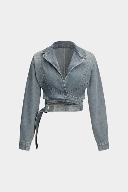Diana | Cropped Wickeljacke aus Denim – Modern und feminin