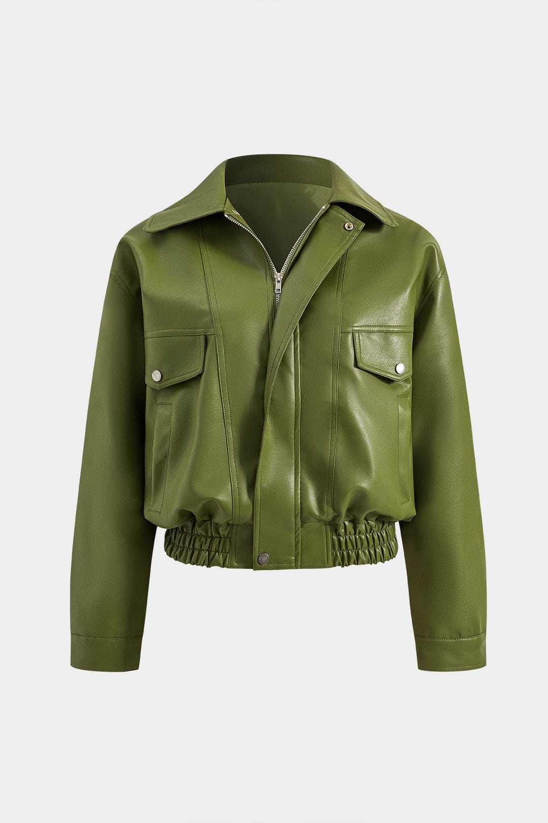 Mila | Grüne Jacke aus Kunstleder