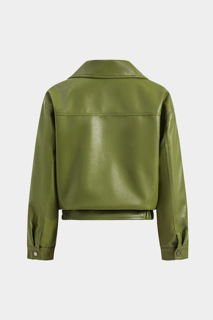 Mila | Grüne Jacke aus Kunstleder