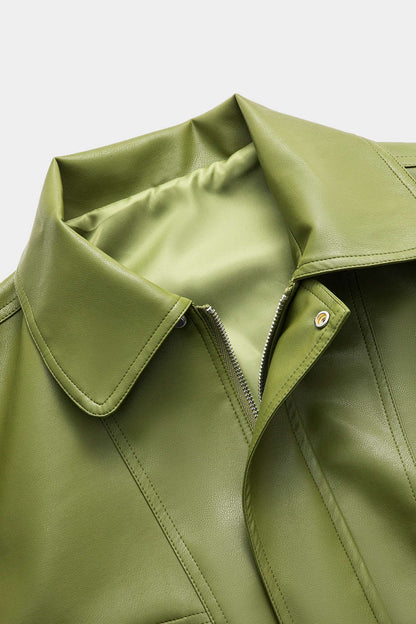 Mila | Grüne Jacke aus Kunstleder