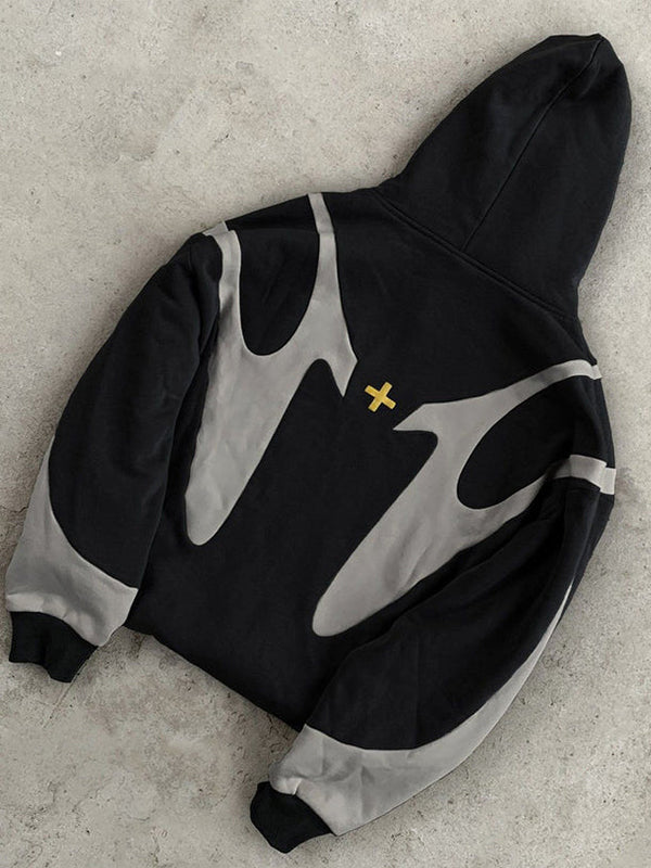 Stylischer Kapuzenpullover mit Reißverschluss und modernem Kontrastdesign