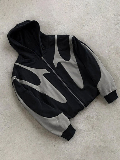 Stylischer Kapuzenpullover mit Reißverschluss und modernem Kontrastdesign