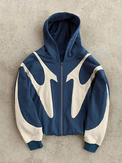 Stylischer Kapuzenpullover mit Reißverschluss und modernem Kontrastdesign