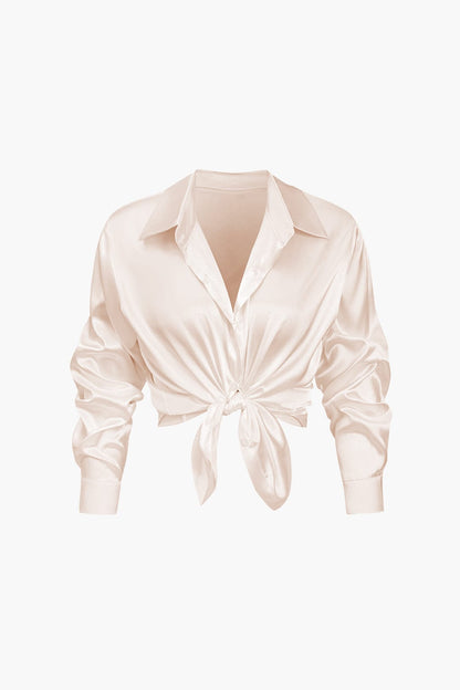 Florentine | Elegante Langarm-Bluse aus seidigem Satin
