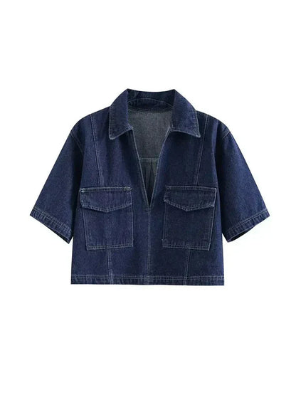 Xaveria | Denim Zweiteiler mit kurzärmeliger Jacke