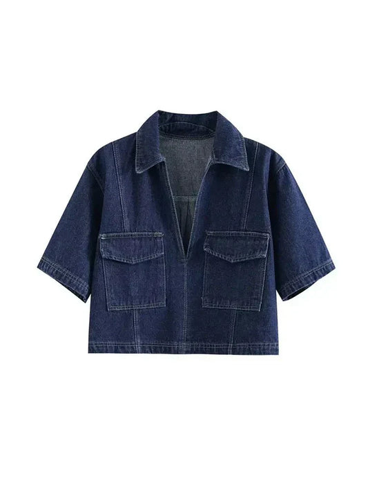 Xaveria | Denim Zweiteiler mit kurzärmeliger Jacke