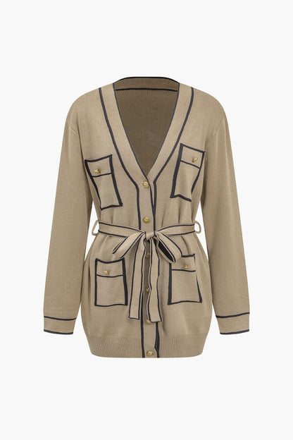 Athena | Elegantes Strick-Set mit Gürtel-Cardigan & Weitbein-Hose