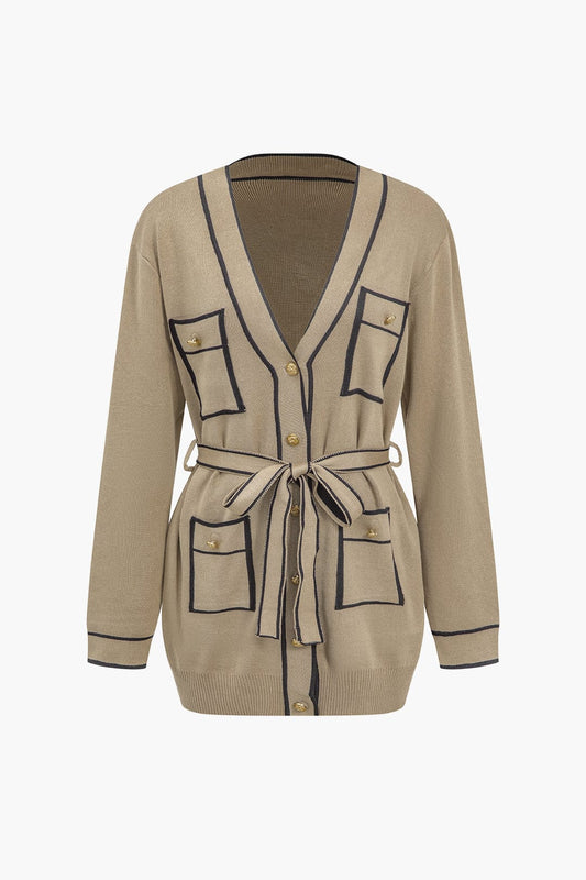 Athena | Elegantes Strick-Set mit Gürtel-Cardigan & Weitbein-Hose