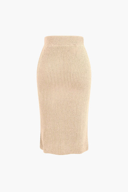 Klara | Elegantes Strick-Set mit Wickel-Oberteil & Bleistiftrock