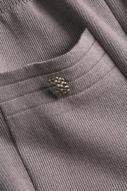 Rosina | Klassisches Strick-Zweiteiler-Set mit Cardigan & Wide-Leg-Hose